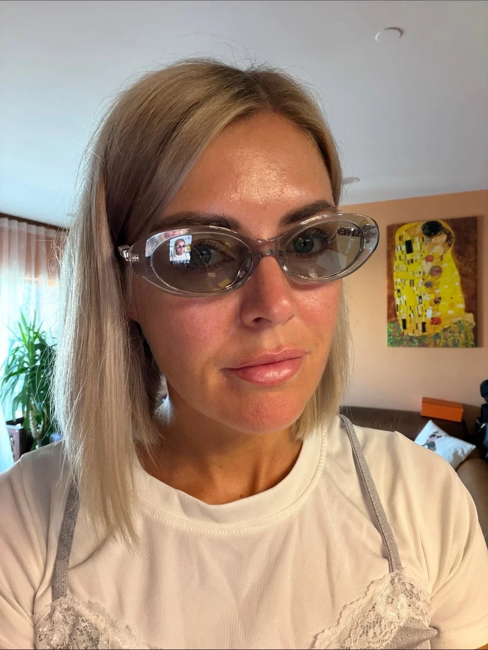 CHANEL Clear Frame Sunglasses with Black Quilted Logo Case